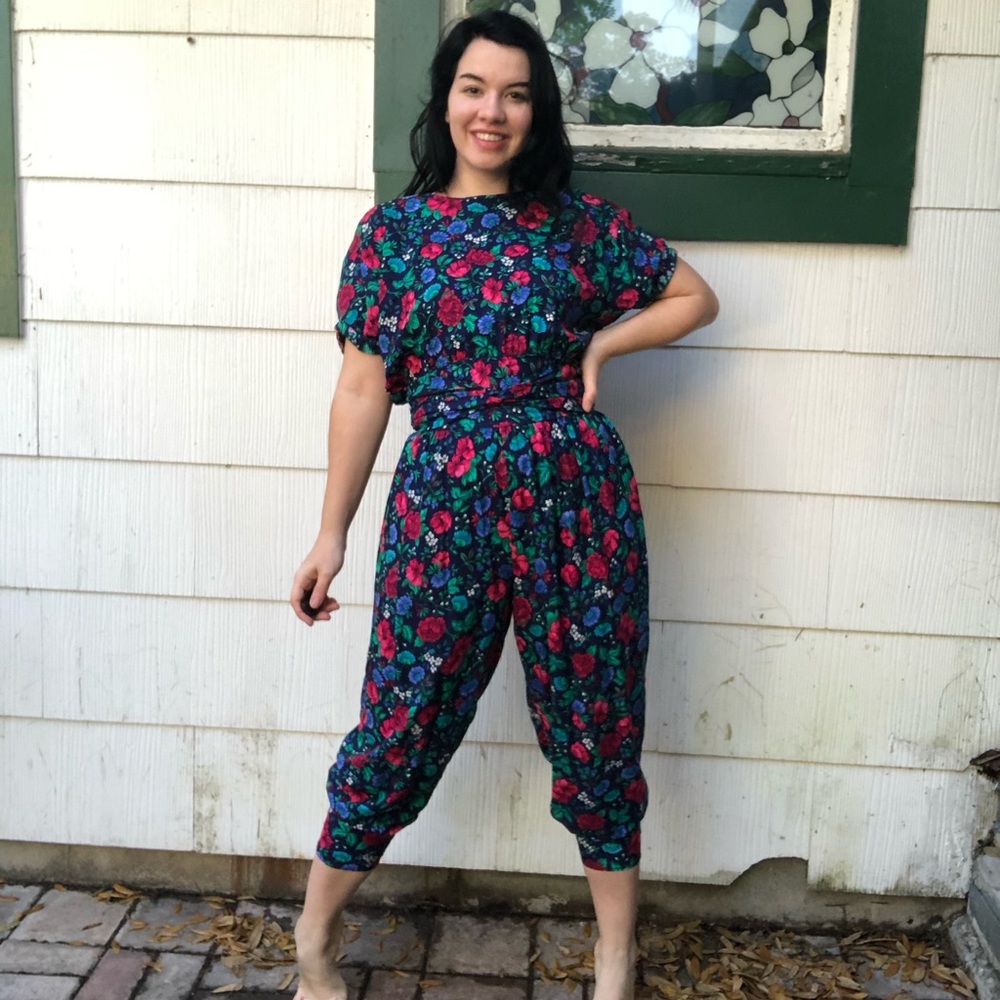 80’s Floral Jumpsuit